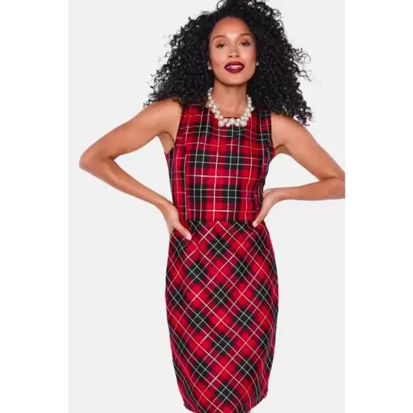 The Children’s Place Dress Size 24 NWOT Plaid Holiday Christmas Satin Plus Curvy - Picture 3 of 13